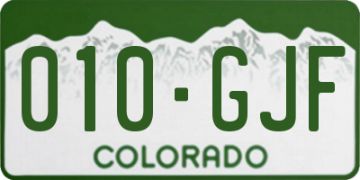 CO license plate 010GJF