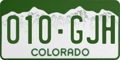 CO license plate 010GJH