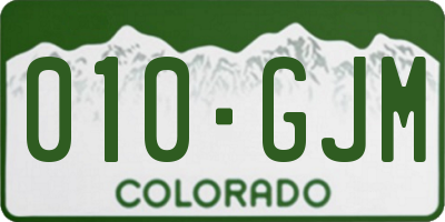 CO license plate 010GJM