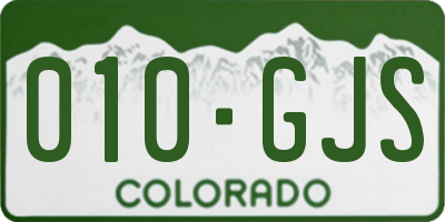 CO license plate 010GJS