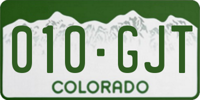 CO license plate 010GJT