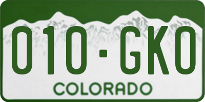 CO license plate 010GKO