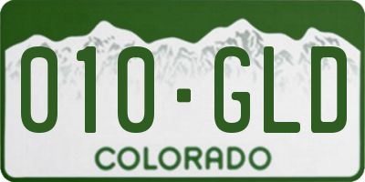 CO license plate 010GLD