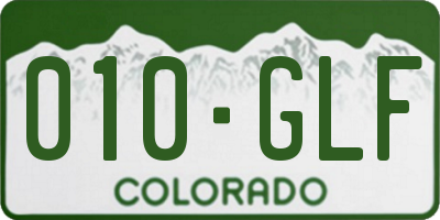 CO license plate 010GLF