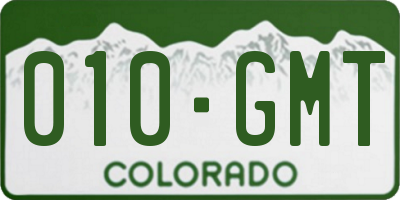 CO license plate 010GMT