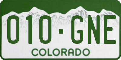 CO license plate 010GNE