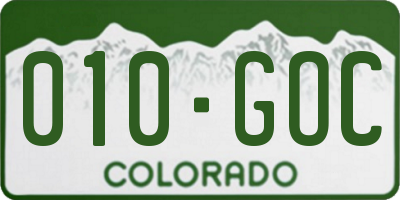 CO license plate 010GOC