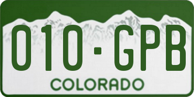 CO license plate 010GPB