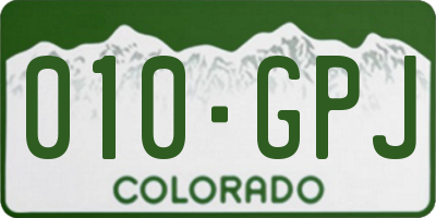 CO license plate 010GPJ