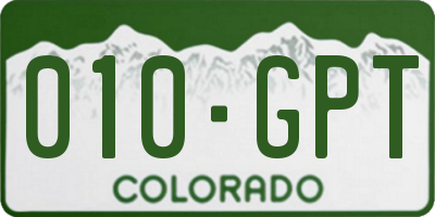 CO license plate 010GPT