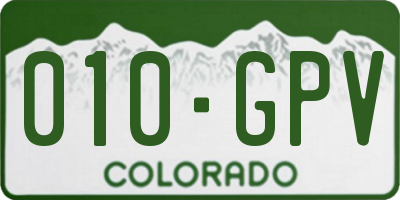 CO license plate 010GPV