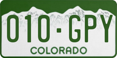 CO license plate 010GPY