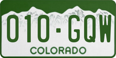 CO license plate 010GQW