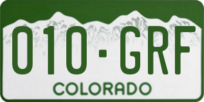 CO license plate 010GRF