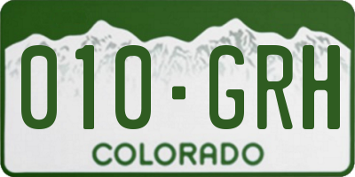CO license plate 010GRH