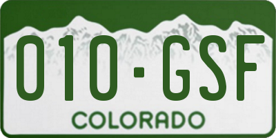 CO license plate 010GSF