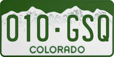 CO license plate 010GSQ