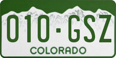 CO license plate 010GSZ