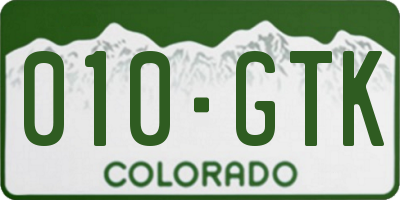 CO license plate 010GTK
