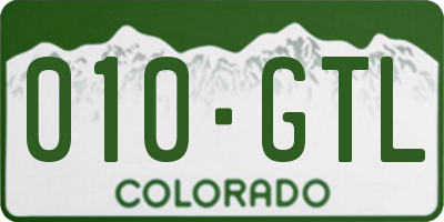 CO license plate 010GTL