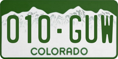 CO license plate 010GUW