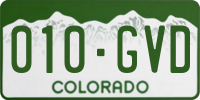 CO license plate 010GVD