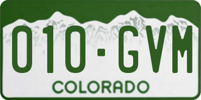 CO license plate 010GVM