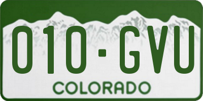 CO license plate 010GVU