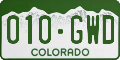 CO license plate 010GWD