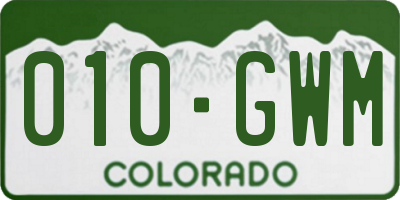 CO license plate 010GWM