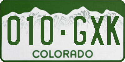 CO license plate 010GXK