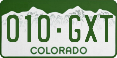 CO license plate 010GXT