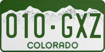 CO license plate 010GXZ