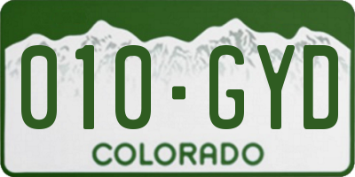 CO license plate 010GYD