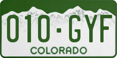 CO license plate 010GYF