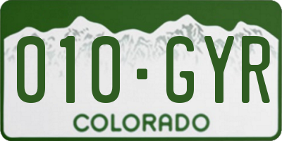 CO license plate 010GYR