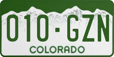 CO license plate 010GZN