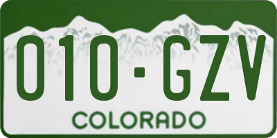 CO license plate 010GZV