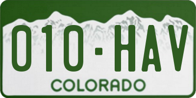 CO license plate 010HAV