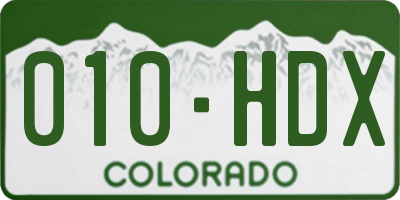 CO license plate 010HDX