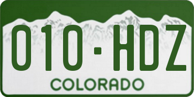CO license plate 010HDZ