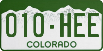 CO license plate 010HEE