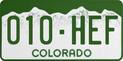 CO license plate 010HEF