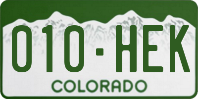 CO license plate 010HEK