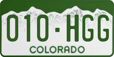 CO license plate 010HGG