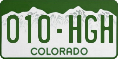 CO license plate 010HGH