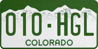 CO license plate 010HGL
