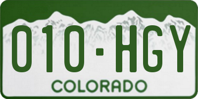 CO license plate 010HGY