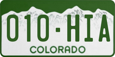 CO license plate 010HIA