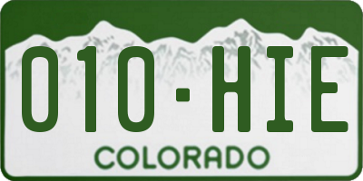 CO license plate 010HIE
